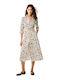 Midi Evening Shirt Dress Satin Ivory