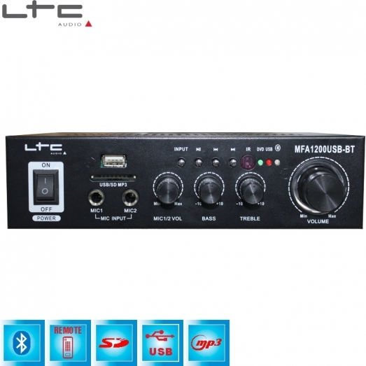 Ibiza Sound Amplificator Karaoke MFA1200USB-BT-BL Negru