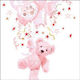 Baptism Napkin Teddy Balloons Pink 33x33cm 20 Pieces 13310095