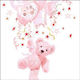 Baptism Napkin Teddy Bear Balloons Pink 33x33cm 13310095pcs