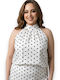 Damen Bluse Ärmellose mit Halterung Polka Dot Weiß mit Schwarz Polka Dot
