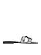 Leather Women's Flat Sandals Silver