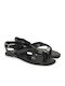 Leather Women's Flat Sandals Black