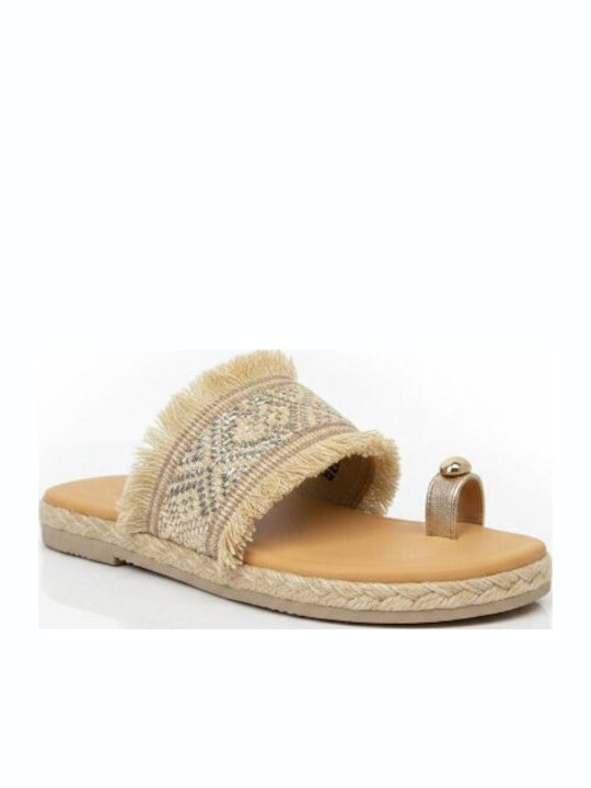 Leather Women's Anatomic Flat Sandals Beige