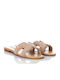 Leather Women's Flat Sandals Beige