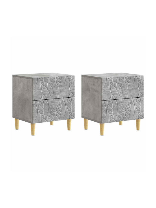 Нощни Шкафчета Дървени Сиви 2 Бройки 43x34.5x48см