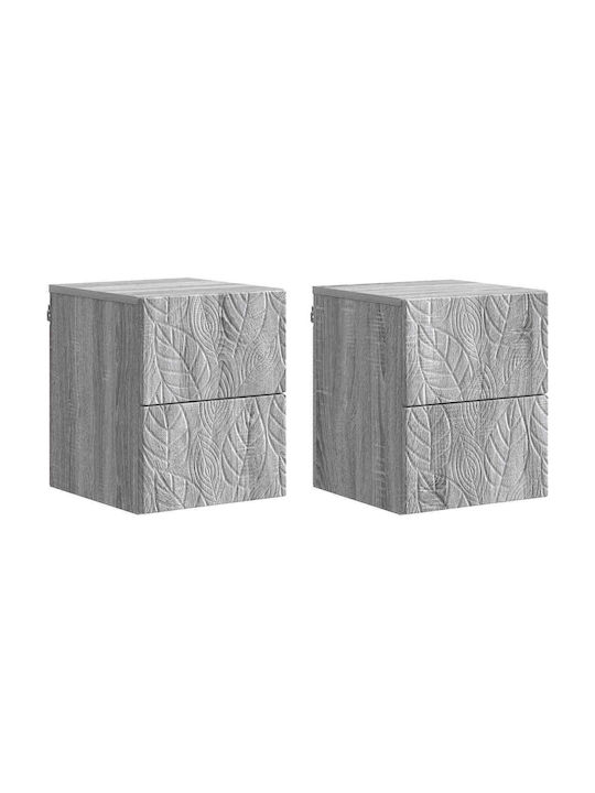 Нощни Шкафчета Дървени Сиви 2 Бройки 34.5x33x40см