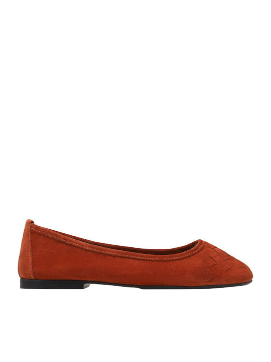 Suede Γυναικείες Μπαλαρίνες σε Κόκκινο Χρώμα