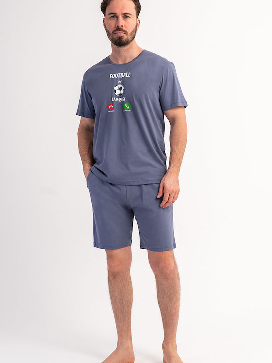 Vienetta Secret Sommer Herrenpyjama Blau Raph