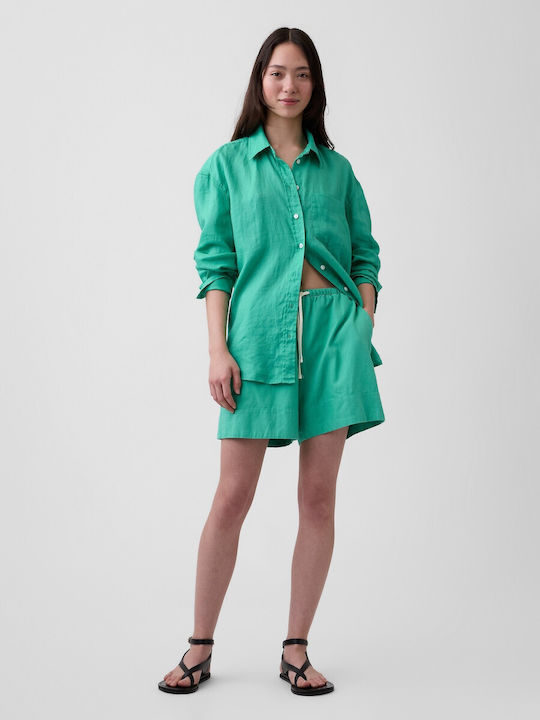 GAP Women's Linen Shorts Bright Meadow Green
