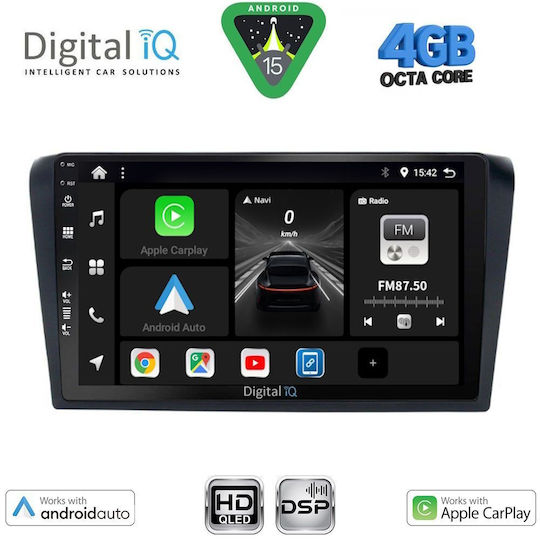 Digital IQ Car Audio System for Mazda 3 2003-2008 with Clima (Bluetooth/USB/WiFi/GPS/Apple CarPlay/Android Auto) with 9" Touch Screen