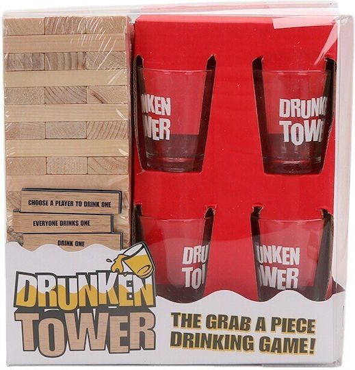 Alista Home Joc De Băutură Jenga Turnul Betivului Din Lemn Provocare Piese Cu Pahare De Shot Incluse 19 X 7 X 20 Cm