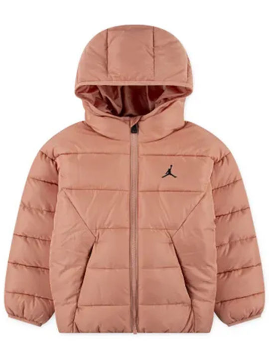 Kids Quilted Jacket with Hood Orange Puffer