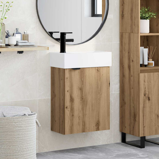 vidaXL Плот Със Смесител 45.5x22.5x84см Кафяв