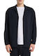 Μακρυμάνικo Overshirt σε Κανονική Γραμμή Navy Μπλε