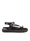 Leather Women's Flat Sandals Black