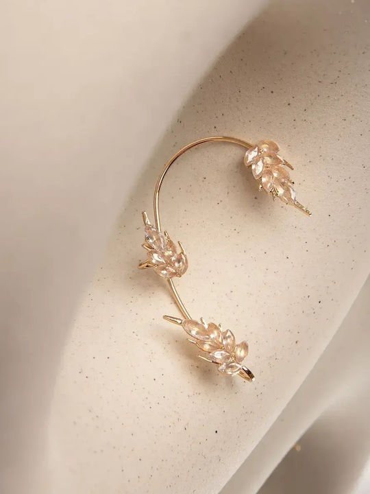 Σκουλαρίκι Ear Cuff Πέτρες Αριστερό Χρυσό Χρυσό