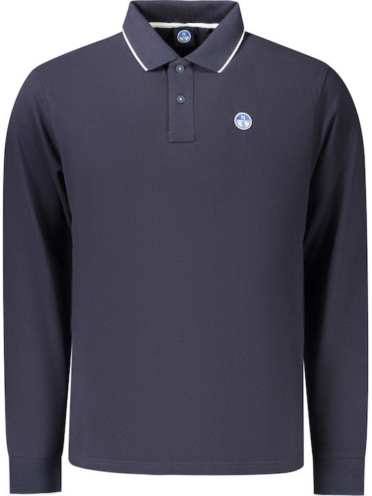 Long Sleeve Blue Polo Men's Blouse