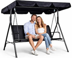 Garten- und Veranda-Schaukeln 3 Sitze Metallisch M172xP110xH115cm Schwarze Garten- und Veranda-Schaukeln 3 Sitze Metallisch M172xP110xH115cm Schwarze