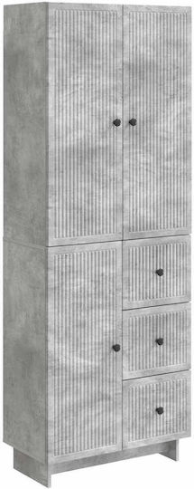 Wand Wohnzimmer Vitrine aus Spanplatte Grau 66x34.5x90cm
