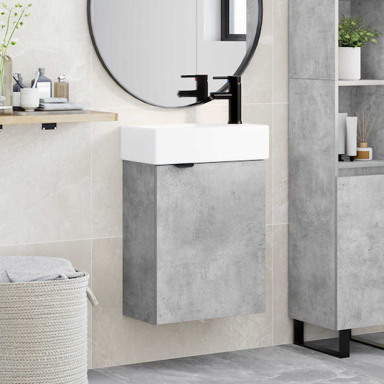 vidaXL Плот със Смесител 45.5x22.5x84 см Сив
