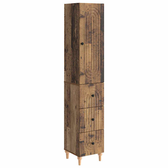 vidaXL Bathroom Column Cabinet Wall Hung M33xD34.5xH90cm Brown