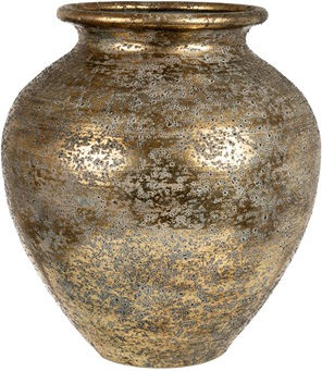 Metallisches Vase Bombe Gold Antike 28,5x28,5x31cm