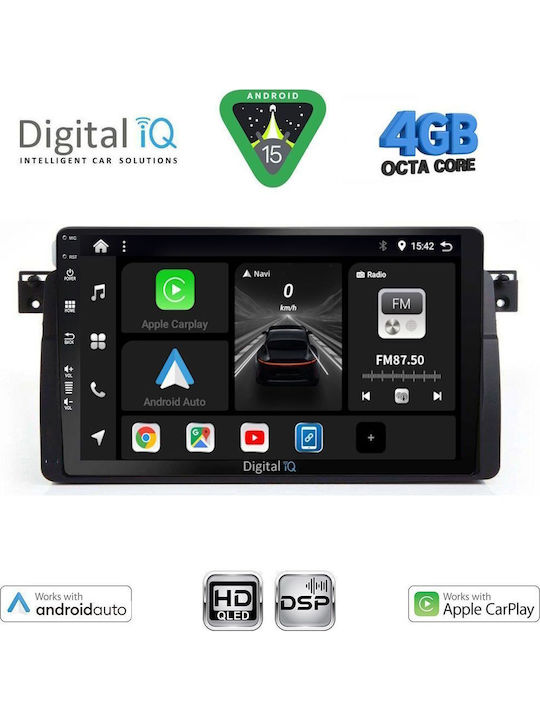 Digital IQ Car Audio System for BMW E46 1998-2005 Bluetooth USB WiFi GPS Apple CarPlay Android Auto with 9" Touch Screen