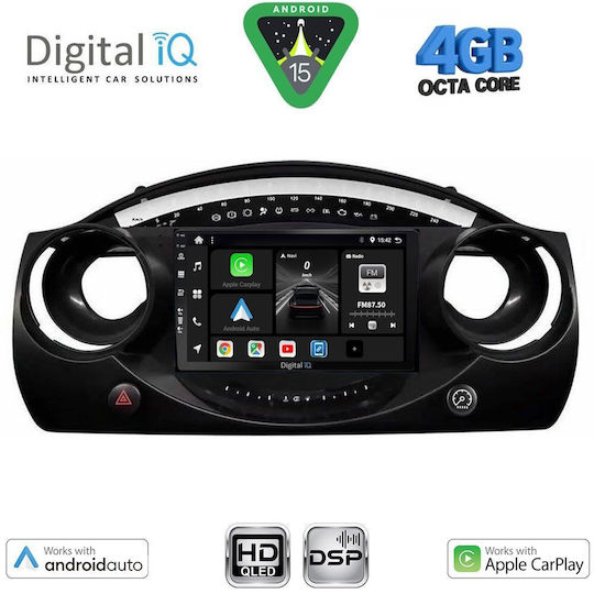 Digital IQ Auto-Audiosystem für Mini Cooper 2000-2006 (Bluetooth/USB/Eingebautes Wi-Fi / 3G/GPS/Apple CarPlay/Android Auto) mit Touchscreen 9 Zoll