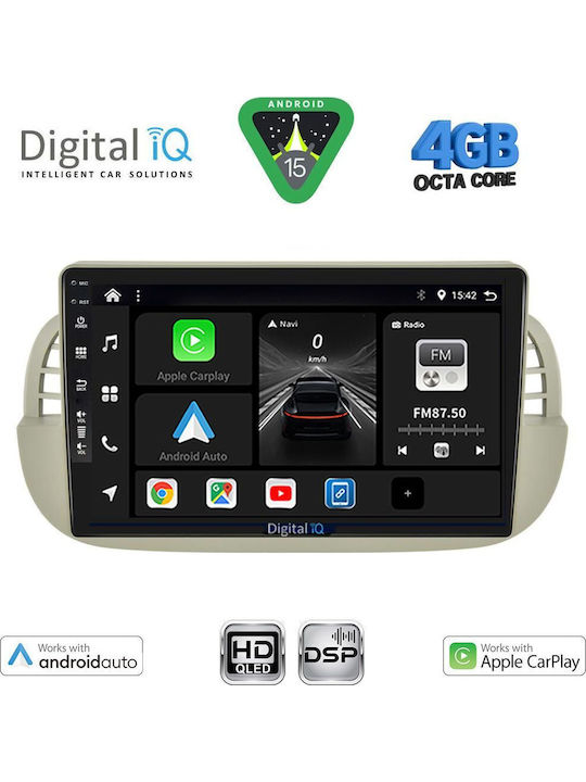 Digital IQ Car Audio System for Fiat 500 2007-2015 Bluetooth USB WiFi GPS Apple CarPlay Android Auto with 9" Touch Screen