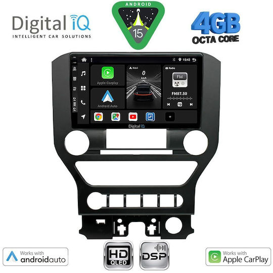 Digital IQ Car Audio System for Ford Mustang 2015-2020 (Bluetooth/USB/WiFi/GPS/Apple CarPlay/Android Auto) with 9" Touch Screen