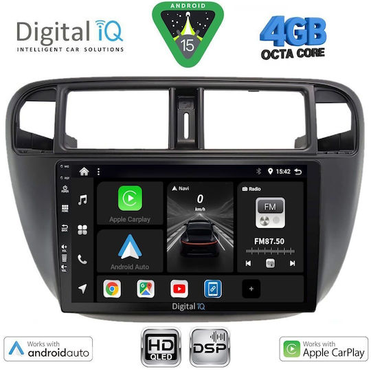 Digital IQ Car Audio System for Honda Civic 1995-2001 with A/C (Bluetooth/USB/WiFi/GPS/Apple CarPlay/Android Auto) with 9" Touch Screen