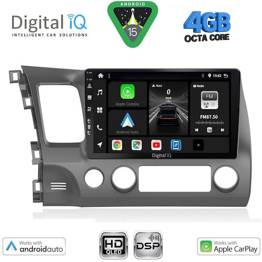 Digital IQ Car Audio System for Honda Civic 2006-2012 Bluetooth USB WiFi GPS Apple CarPlay Android Auto with 10" Touch Screen