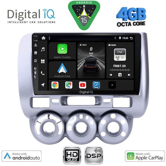 Digital IQ Car Audio System for Honda Jazz 2002-2008 with A/C (Bluetooth/USB/WiFi/GPS/Apple CarPlay/Android Auto) with 9" Touch Screen