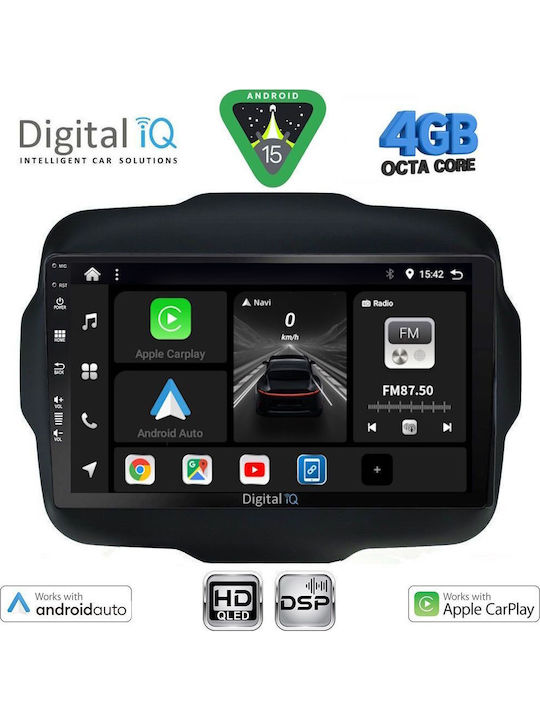 Digital IQ Car Audio System for Jeep Renegade 2014 with Touch Screen 9" Digital IQ BXF 16290 CPAA Bluetooth USB Wi-Fi GPS Apple CarPlay Android Auto