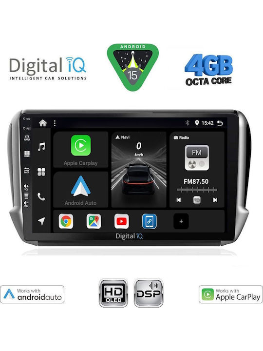 Digital IQ Car Audio System for Peugeot 2008 2012-2021 Bluetooth USB WiFi GPS Apple CarPlay Android Auto with 10" Touch Screen