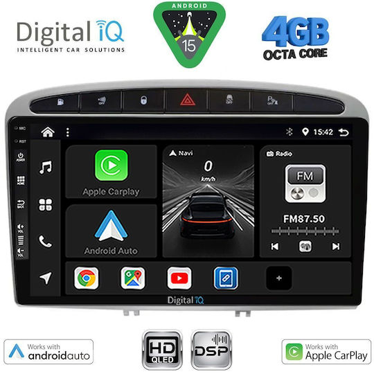 Digital IQ Ηχοσύστημα Αυτοκινήτου για Peugeot 308 / RCZ 2007-2012 (Bluetooth/USB/WiFi/GPS/Apple-Carplay/Android-Auto) με Οθόνη Αφής 9"