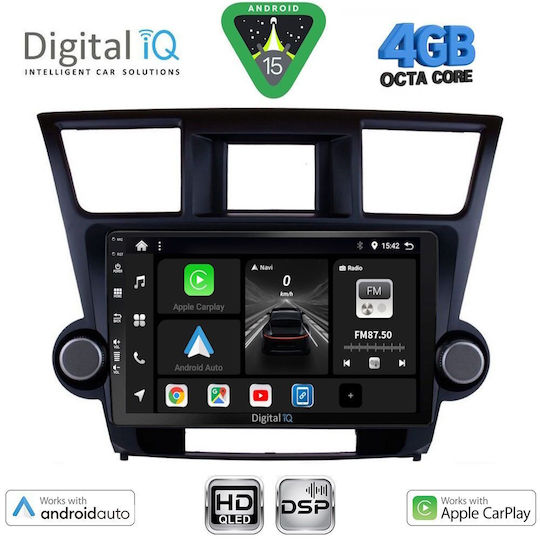 Digital IQ Car Audio System for Toyota Highlander 2008-2015 Bluetooth USB WiFi GPS Apple CarPlay Android Auto with 10" Touch Screen
