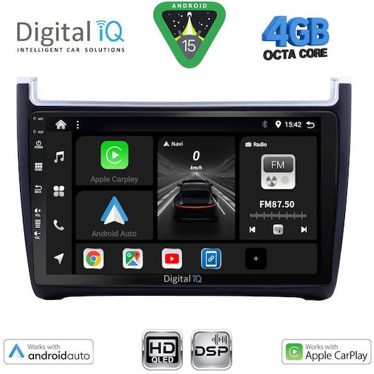 Digital IQ Car Audio System for Volkswagen Polo 2014-2017 (Bluetooth/USB/WiFi/GPS/Apple CarPlay/Android Auto) with 9" Touch Screen