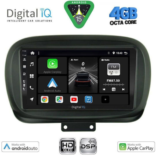 Digital IQ Ηχοσύστημα Αυτοκινήτου για Fiat 500X 2014-2019 (Bluetooth/USB/WiFi/GPS/Apple-Carplay/Android-Auto) με Οθόνη Αφής 9"