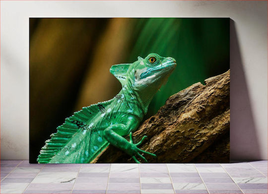 Painting Colorful Lizard In Its Natural Habitat Multicolored Lizard In Natural Environment 100x70