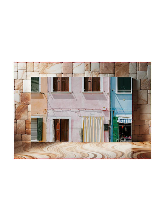 iLovePrints Πολύχρωμο Gemälde der Gebäude-Fassa...