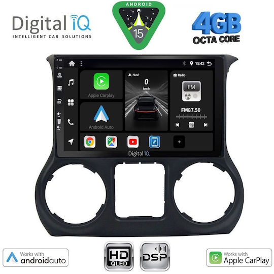 Digital IQ Car Audio System for Jeep Wrangler 2014-2017 Bluetooth USB WiFi GPS Apple CarPlay Android Auto with 10" Touch Screen
