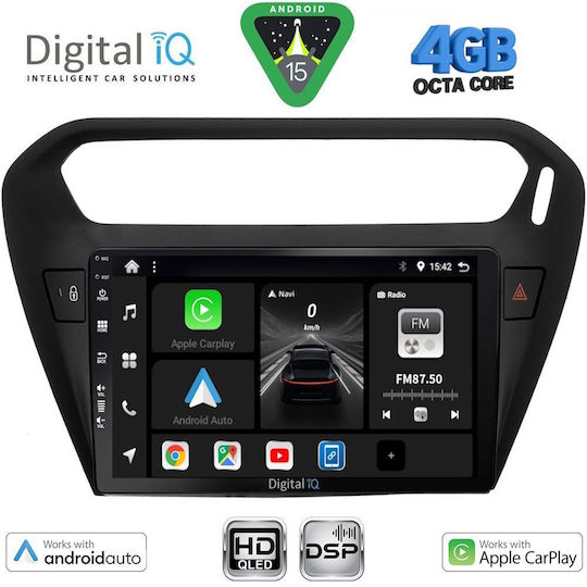 Digital IQ Ηχοσύστημα Αυτοκινήτου για Peugeot 301 Citroen C-Elysee 2013-2023 (Bluetooth/USB/WiFi/GPS/Apple-Carplay/Android-Auto) με Οθόνη Αφής 9"