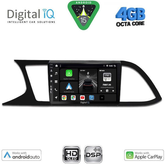Digital IQ Car Audio System for Seat Leon 2012-2021 Bluetooth USB WiFi GPS Apple CarPlay Android Auto with 9" Touch Screen