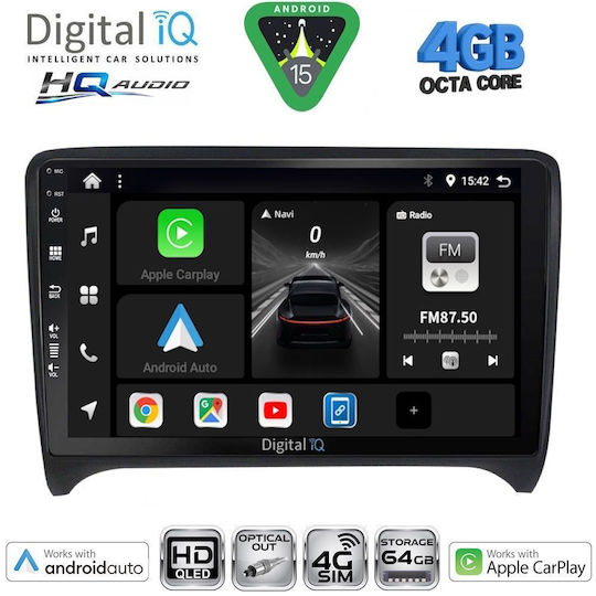 Digital IQ Car Audio System for Audi TT 2007-2015 Bluetooth USB WiFi GPS Apple CarPlay Android Auto with 9" Touch Screen