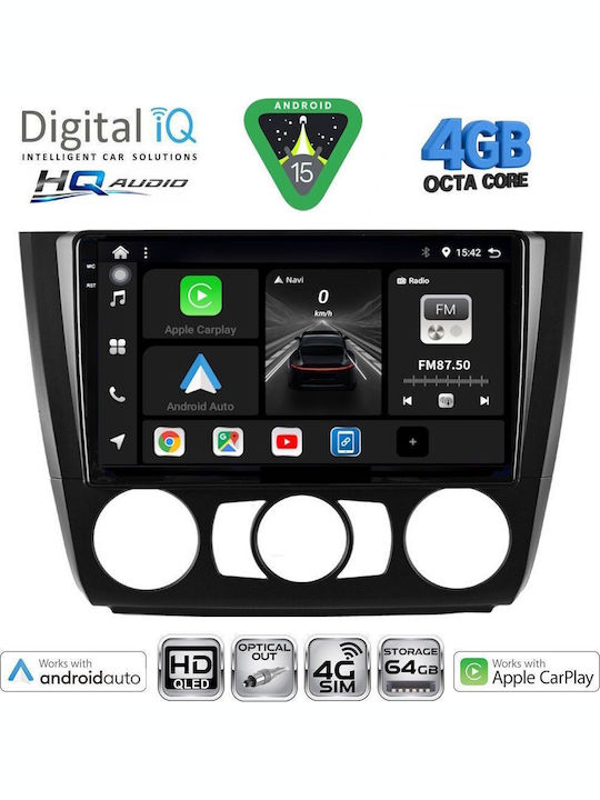Digital IQ Car Audio System for BMW Series 1 2004-2013 with A/C (Bluetooth/USB/WiFi/GPS/Apple CarPlay/Android Auto) with 9" Touch Screen