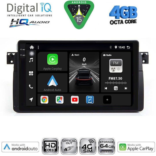 Digital IQ Auto-Audiosysteme Für BMW E46 1998-2005 Mit Bluetooth USB Eingebautes Wi-Fi GPS Apple CarPlay Android Auto Mit Touchscreen 9 Zoll