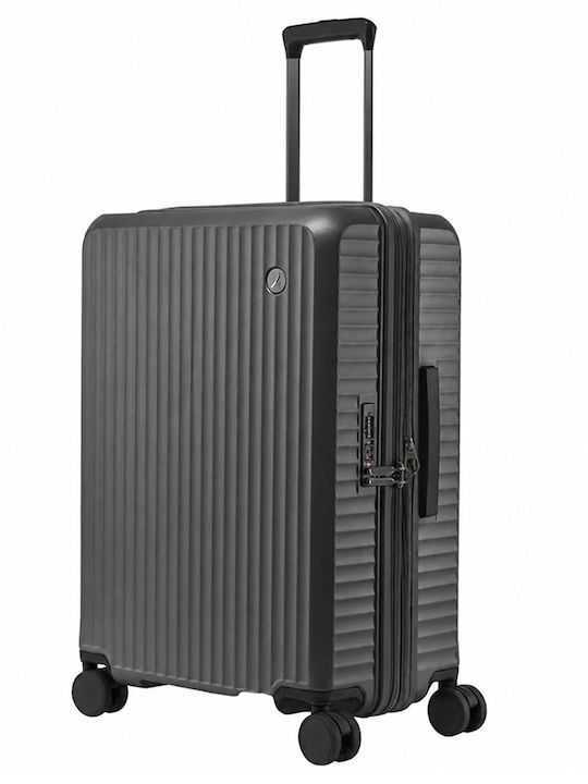 Nautica Cabin Hard Travel Suitcase Silver Grey with 4 Wheels Height 55cm