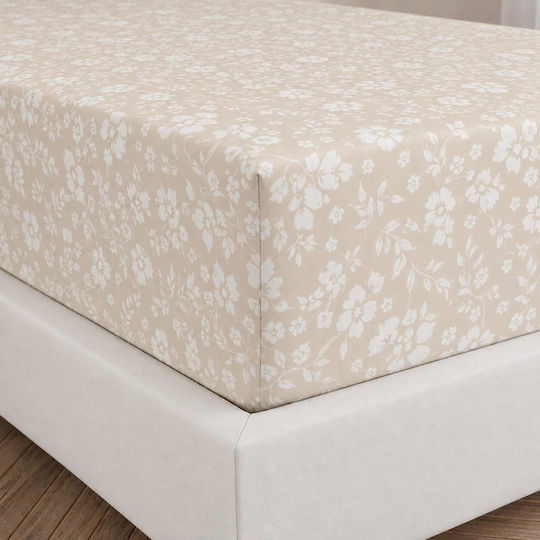 Astron Italy Emily Bettlaken Set für Einzelbett 3 Stück 100x200+30cm mit Gummibettlaken Beige